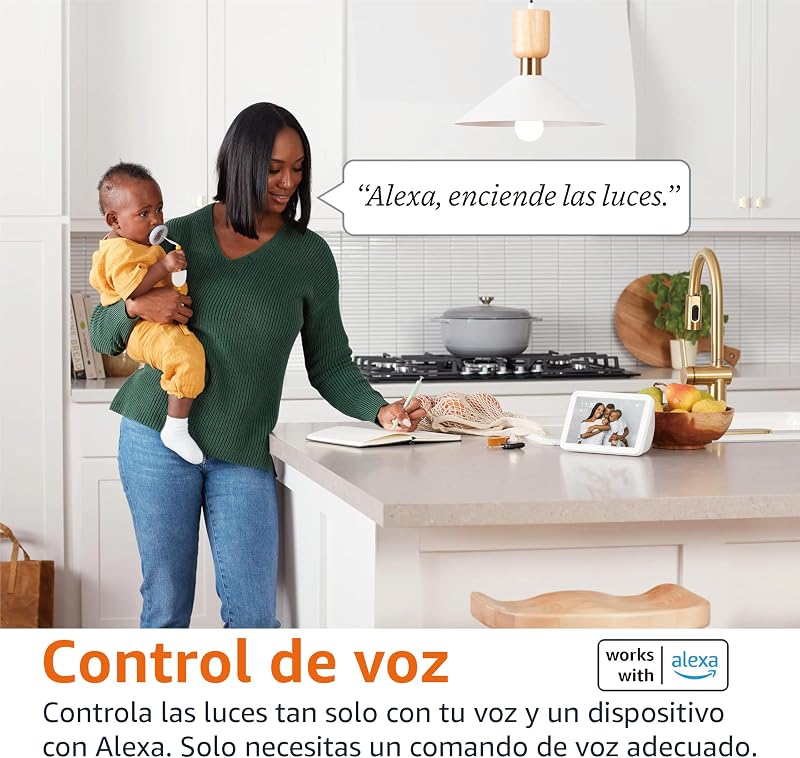 Lâmpada LED inteligente regulável, soquete E27, branco suave, 8W (equivalente a 60W), funciona apenas com Alexa, pack de 2