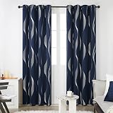Deconovo Navy Curtains 46 x 54 Inch Blackout Wave Foil Thermal Energy Saving view 2