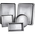USA Pan Bakeware Aluminzed Steel 5-Piece Set Half, Cookie Sheet, Loaf, Square, Round Cake Pan