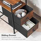 HOOBRO Narrow Bedside Table with Charging Station Set of 2 Rustic Brown Black view 6