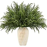 joyhalo 12Pcs Norfolk Pine Stems, 30" Artificial Christmas Pine Branches Faux Gradient Greenery Stem Real Touch Cedar Stems for Vases, Outdoor Planters and Outdoor Home Decor