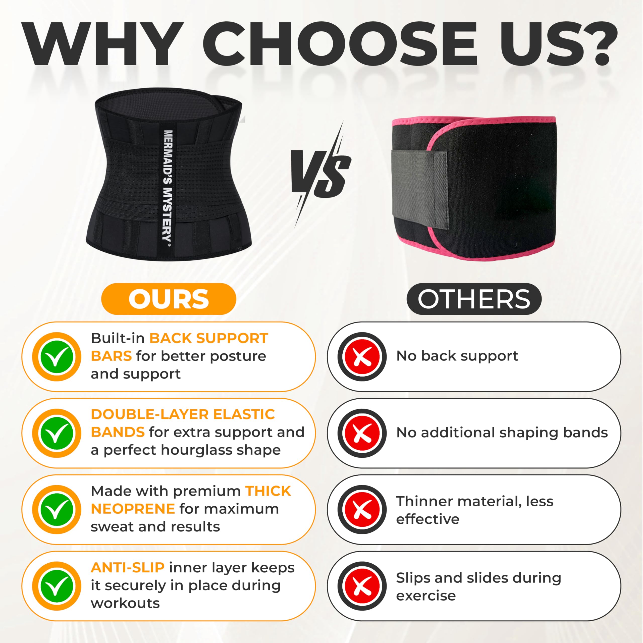 MERMAID\'S MYSTERY Waist Trimmer for Women and Men - Sweat Bands for Stomach - Sweat Belt for High-Intensity Training Workouts - Black M