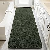 LOCHAS Bathroom Runner Rug, 24" x 60" Long Bath Rugs Non Slip Washable, Luxury Shaggy Large Bath Mat Absorbent, Soft Cozy Bathroom Rug Runner for Shower Quick Dry, Olive Green