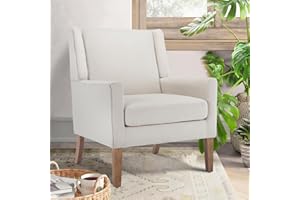 COLAMY Modern Wingback Living Room Chair, Upholstered Fabric Accent Armchair, Single Sofa Chair with Lounge Seat and Wood Leg