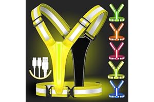 REFLECTIVE XSCPG Led Reflective Vest Running Gear,USB Rechargeable Light Up High Visibility Running Vest,6-11hrs Light with Adjustable Waist/Shoulder for Runners Walkers