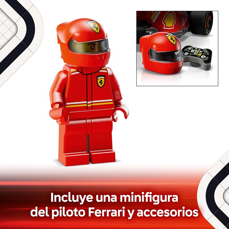LEGO Speed Champions Ferrari SF-24 F1 Toy Racing Car, Modelo de Veículo de Fórmula 1 Vermelho e Minifigura do Piloto para Colecionar, Presente para Meninos e Meninas 10 Anos e Mais Velhos 77242