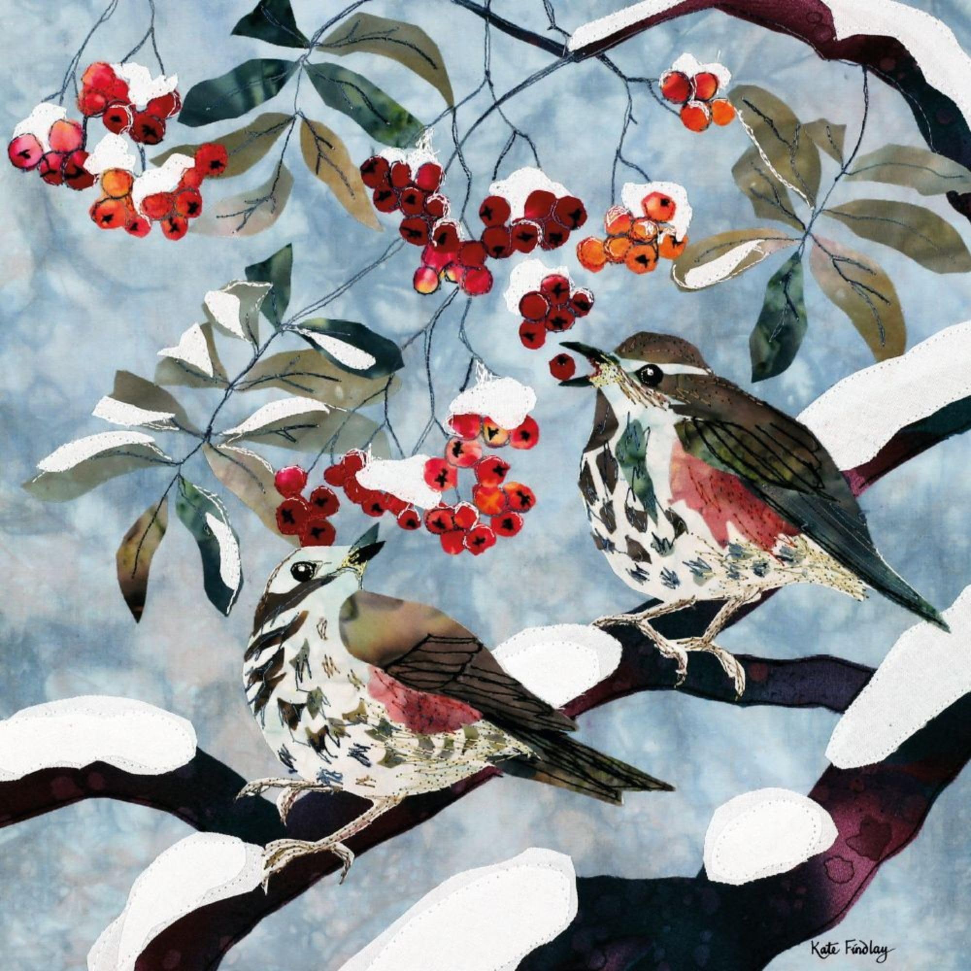 Museums & Galleries Charity Christmas Cards Pack of 5 - Redwings and Rowan Design - Festive Christmas Cards Multipack - In Aid of UK Charities