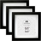 YiPinYin Black 6x6 Square Picture Frame Set of 3 with Mount 5x5 inch