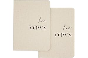 MODERN ALBUM DESIGNS Slim Vow Books (Set of 2 - Design 1) - Soft Cream Canvas Linen Textured Cover Wedding Vow Booklets, Ceremony Speech Promise Notebook Journal, Gift for Newly Engaged Couple, 48 Lined Pages, 5.75" x 4"