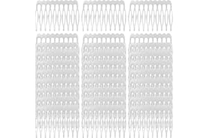 Cinaci 30pcs DIY Plain Blank Craft Silver Metal Hair Side Combs Slides with 10 Teeth Wedding Bridal Veil Combs Headpieces French Twist Bun Hair Clips for Women Flower Girls Brides (Silver-30 Pack)