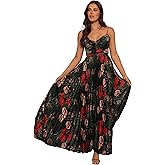 Petal & Pup Women's Naira Pleated Maxi Dress-Green Floral