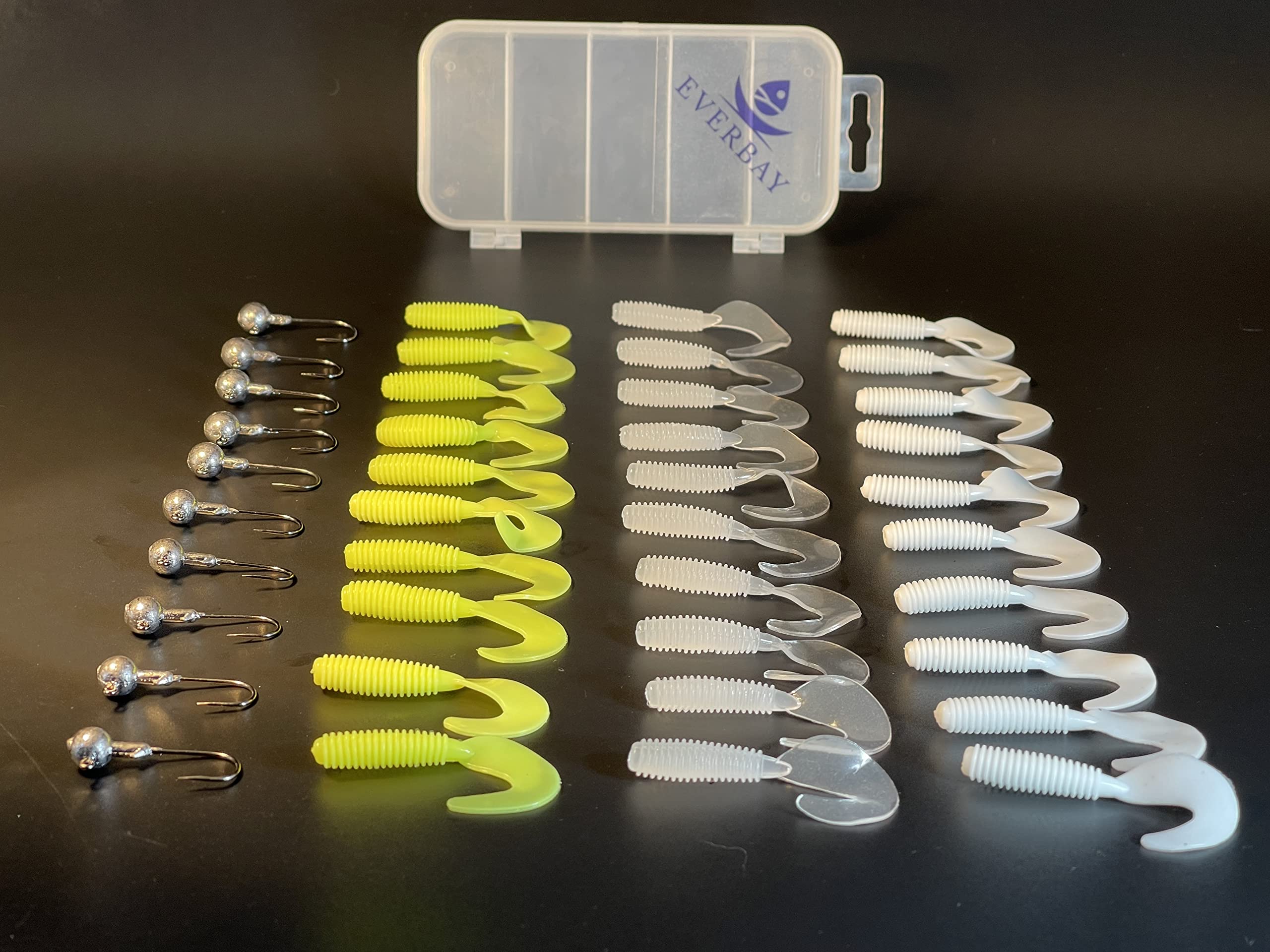 EVERBAY Fishing Soft Lures Set 40pcs, Jig Heads Hooks, Lures Jig Heads, Assorted Artificial Baits for Sea Bass, Pollock, Perch, Pike, Zander Freshwater & Saltwater Fishing Accessories — image 1