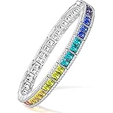 GONA GIFT 7 inch - 7.7 inch Rainbow Tennis Bracelets, Handcrafted with Eco-Friendly Swarovski® Crystals, with Elegant Gift Box