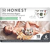 The Honest Company Clean Conscious Diapers for Sensitive Skin, Up to 100% Leakproof, Hypoallergenic, Fragrance Free, So Delish, Polybag, Size 6 (35+ lbs), 18 Count