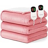 Homemate Electric Heated Blanket King Size - 100"x90" Heating Blanket King Size Dual Control 1/2/4/6/8 Hours Auto-Off 10 Heat Level Over-Heat Protection Flannel Sherpa ETL Certification