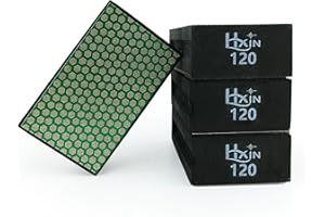 HXIN Diamond Hand Polishing Pad Diamond Sanding Block Foam Backed Diamond Sponge Sanding Pads for Wet or Dry Grinding polishing for Granite Marble Stone Tile Glass Ceramic (4, 120# Hexagon)