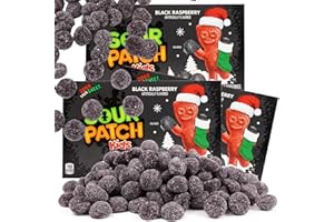 SWEETZO Holiday Sour Patch Kids Coal Theatre Box, Shareable Size Gummy Candy Packs, Stocking Stuffer, Gift Filler, Movie Night Candies, and More, 3 Pack, 3.1 Ounces Each