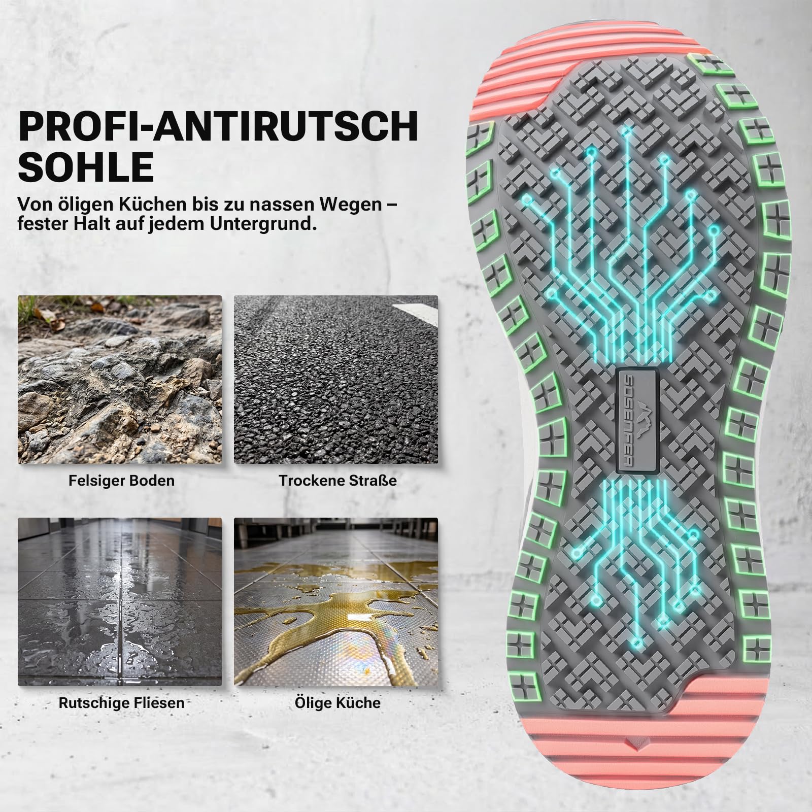 Sosenfer Herren Straßenlaufschuhe Extra Breit Sportschuhe Walkingschuhe Turnschuhe Laufschuhe Sneaker Atmungsaktiv Schockdämpfung rutschfest Fitness Im Freien Jogging-Weißgrau-43 5