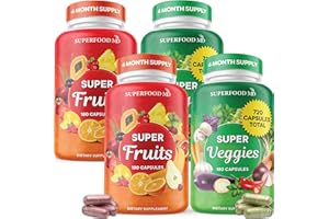 SUPERFOOD MD Superfood Fruit and Veggie Supplement - Fruit and Veggie Capsules 100% Whole Super Fruit and Super Vegetable Supplements & Vitamins, with Olive Leaf (720 Count (Pack of 4))