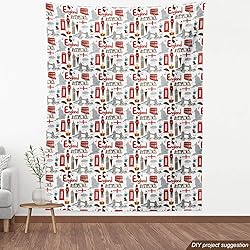Ambesonne London Fabric by The Yard, Fun Colorful