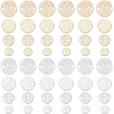 PH PandaHall Jewelry Connector Charms, Brass Flat Round Links Textured Blank Tag Link Connectors for DIY Earrings Bracelets Necklaces Jewelry Making