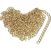 uxcell 6.56 Feet/2 Meter Stainless Steel Curb Chain, 7x5x1.2mm Cuban Link Chain, Twisted Links Cross Cable Chains for DIY Jewelry Making Supplies, Gold