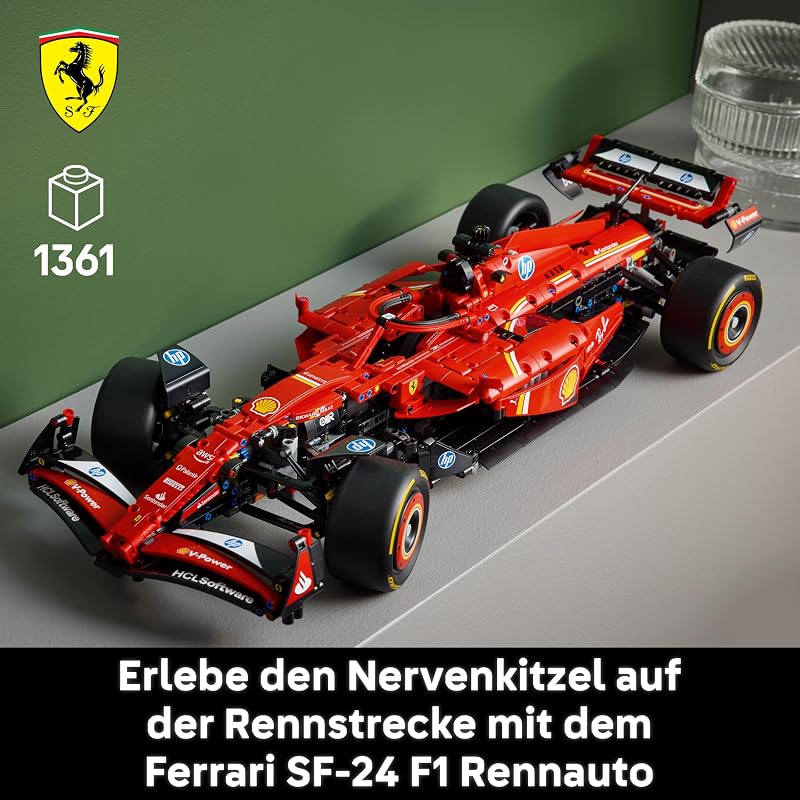 Technic Ferrari SF-24 F1 Rennauto - Modellauto für Erwachsene - Formel 1 Set zum Sammeln - V6-Motor, Getriebe, Lenkung und DRS im Maßstab 1:8 - Geschenk für Motorsport & Rennwagen Fans - 42207