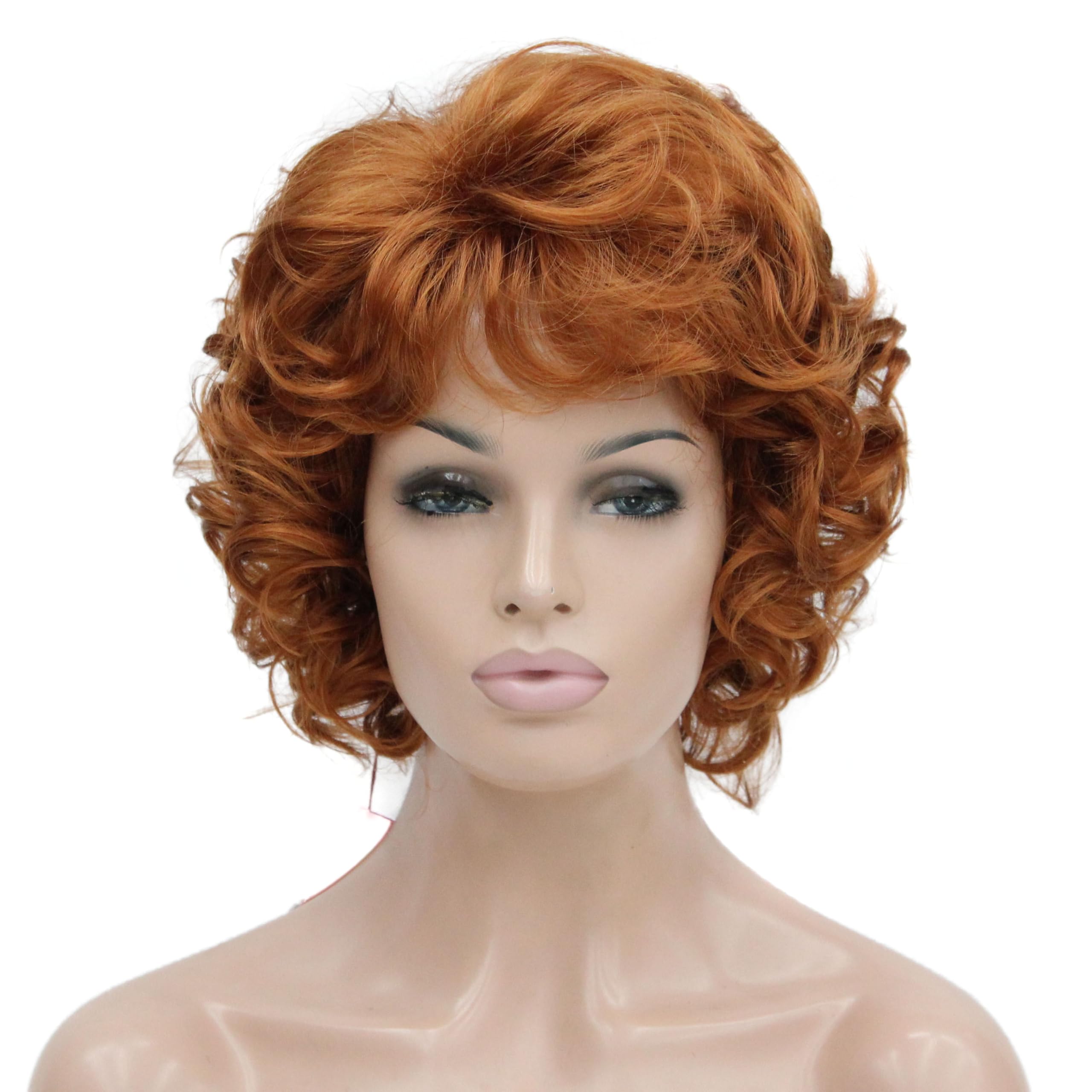 Lydell 10" Women's Short Soft Super Curly Wig Layered Natural Movement Synthetic Wigs (130 Fox Red)