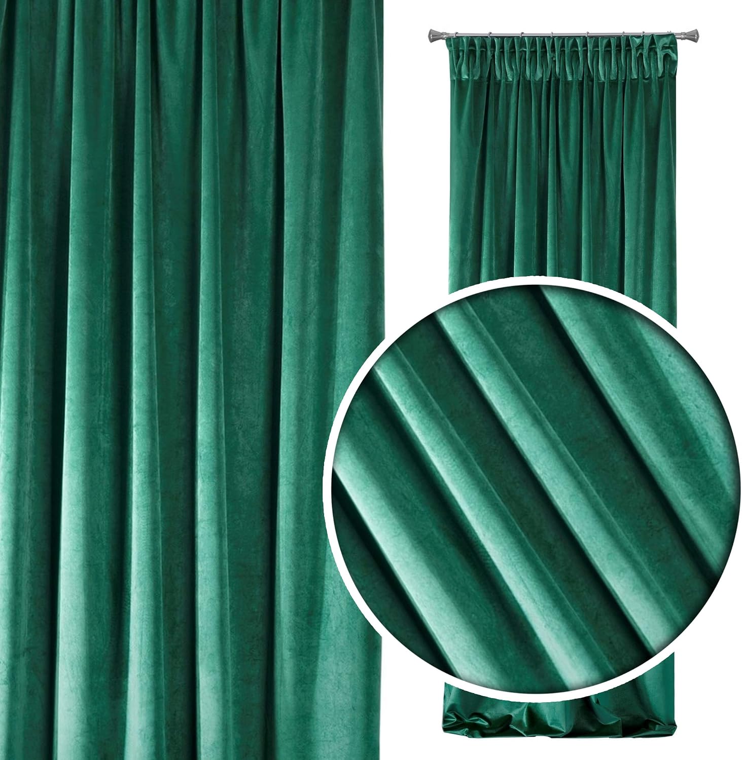 Eurofirany VILLA Soft Plain Opaque Velvet Curtain with Tape For Rail, 1 Unit - Image 3