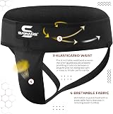 SAWANS Groin Guard Cup for Boxing MMA Adjustable Jockstrap Black M view 3