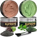Organic Black and Green Tea Face Clay Mask by Matykos - Natural Soothing Wash-Off Hydrating Matcha Avocado Facial Masks - Cle