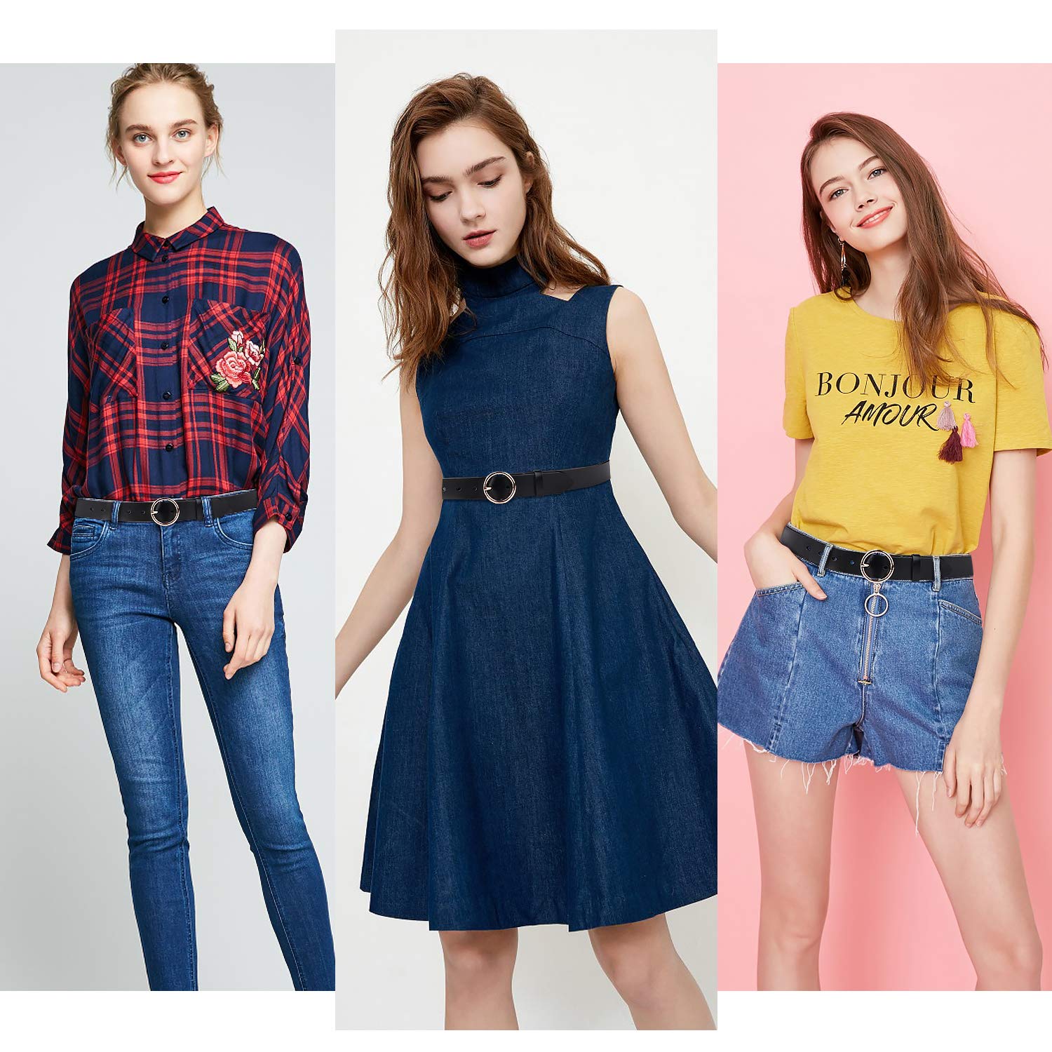 JasGood Ledergürtel Gürtel Damen Stilvoll Gürtel mit Schnalle Gürtel Hochwertiger Gürtel Vintage und Modisch Einzigartig Design Gürtel Exquisite für Jeans Jeanshosen Hose Shorts