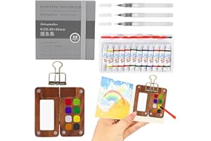 Paint Palette Travel Kit, Miniature Watercolor Painting Palette Kit, Mini Watercolor Paint Set, 2.36'' Wooden Grid Paint Box 