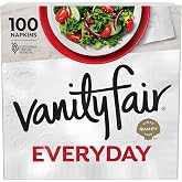 Vanity Fair Everyday Paper Napkins, 100 Count, Disposable | 2-ply paper dinner napkins for everyday; soft and smooth feel; absorbent dinner size for mealtime, easy cleanup
