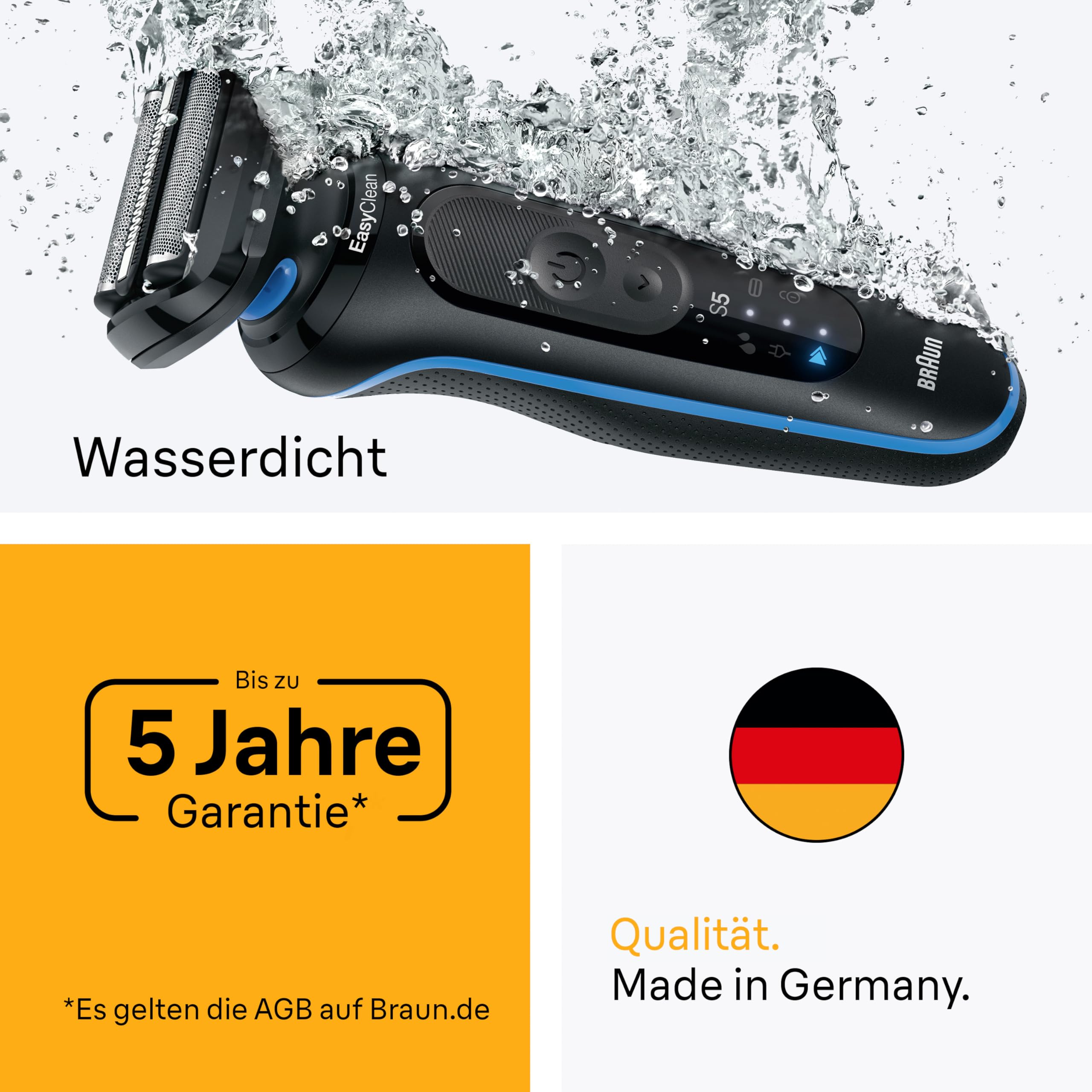 Braun Series 5 Elektrorasierer Herren, Rasierapparat mit 50 Min. Akku, 4in1 SmartCare Reinigungsstation, +2 Aufsätze, Kabelloser Nass- und Trockenrasierer für Männer, Wasserdicht, 52-N7650cc, Schwarz 6