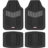 Motor Trend DualFlex™ Rubber Car Floor Mats All Weather Waterproof 4-Piece Sporty Two-Tone Design Car Mats Full Set - Universal Trim-to-Fit Floor Mats for Car, SUV, & Trucks - Car Carpet Protector