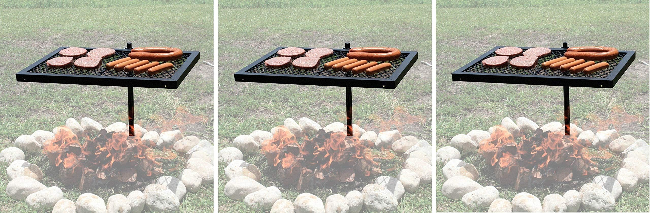 Texsport Heavy Duty Barbecue Swivel Grill for Outdoor BBQ Over Open Fire (Pack of 3)