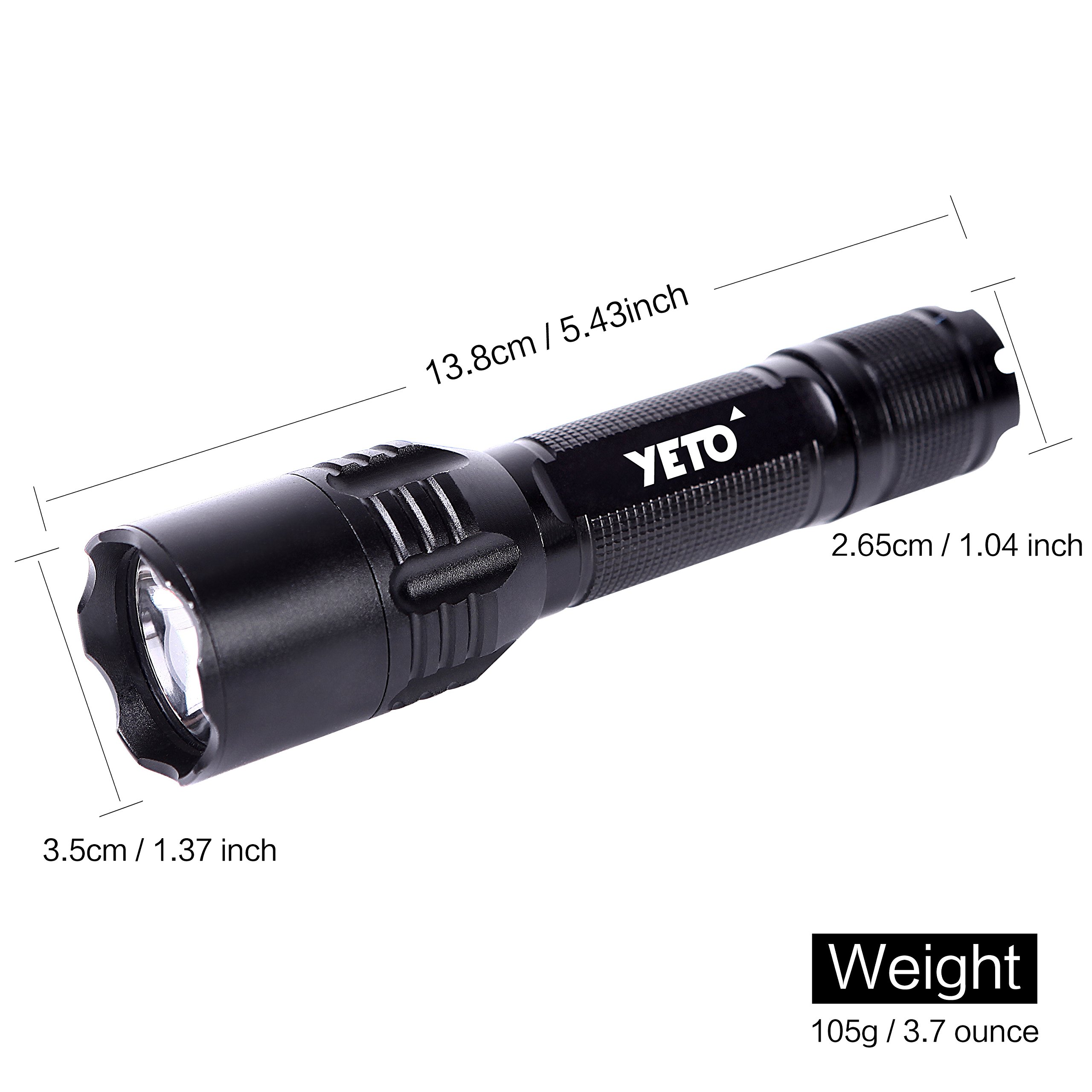 YETO Three-modes CREE XML-2 8W LED Self-defense Bezel Handheld Flashlight Torch