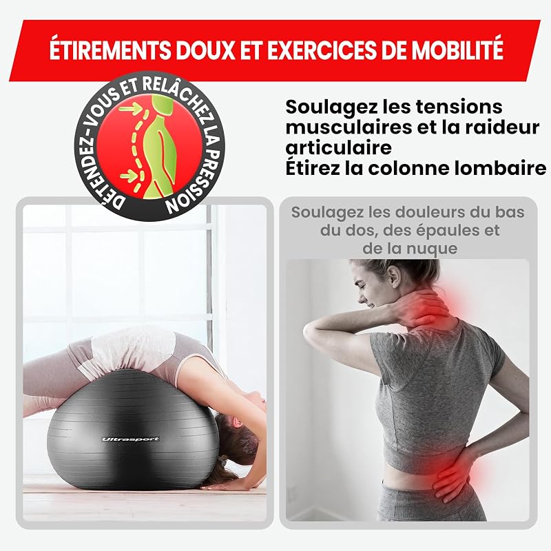 Ballon de Grossesse, Gym, Yoga, Pilates 55 cm I Jusqu’à 300 kg, Antidérapant, Technologie Anti-Burst I Swiss Ball Assise Bureauavec avec Pompe, Beige