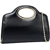 MUDUO Top Metal Handle Clutch Bags for Women, Evening Handbag Shoulder Crossbody Purse with Chain