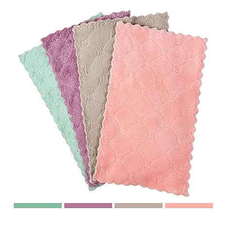 Microfiber Cleaning Cloth Shop Towels Double Sided Microfiber Towel Lint Free Highly Absorbent Multi Purpose Dust And Dirty Cleaning Supplies For Kitchen Car Cleaning Microfiber Cloth Pack Of 4 Amazon In Health
