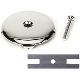 PF WaterWorks Universal Bathtub/Bath Tub Drain Single/One (1) Hole Overflow Face Plate - Matching Screw - Adapter for 2 Hole; Chrome; PF0930-CH