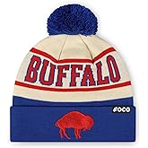 FOCO NFL Unisex-Adult NFL Retro Team Logo Heritage Stripe Pom Beanie Hat