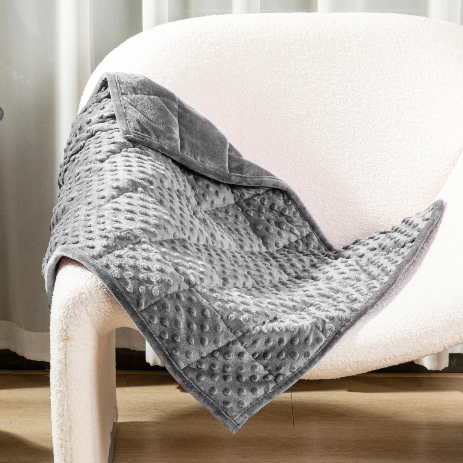 Alomidds Weighted Blanket 7lbs for Adults, Cozy Luxury Breathable Weighted Lap Blanket, Small Weighted Blanket for Travel, Relaxation, Sleeping, Grey, 29" x 24" Image