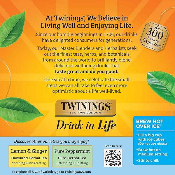 TWININGS PURE CAMOMILE HERBAL TEA K-CUP PODS FOR KEURIG, 24 COUNT (PACK OF 1), MADE WITH PURE CAMOMILE BLOSSOMS, NATURALLY CAFFEINE-FREE, ENJOY HOT OR ICED