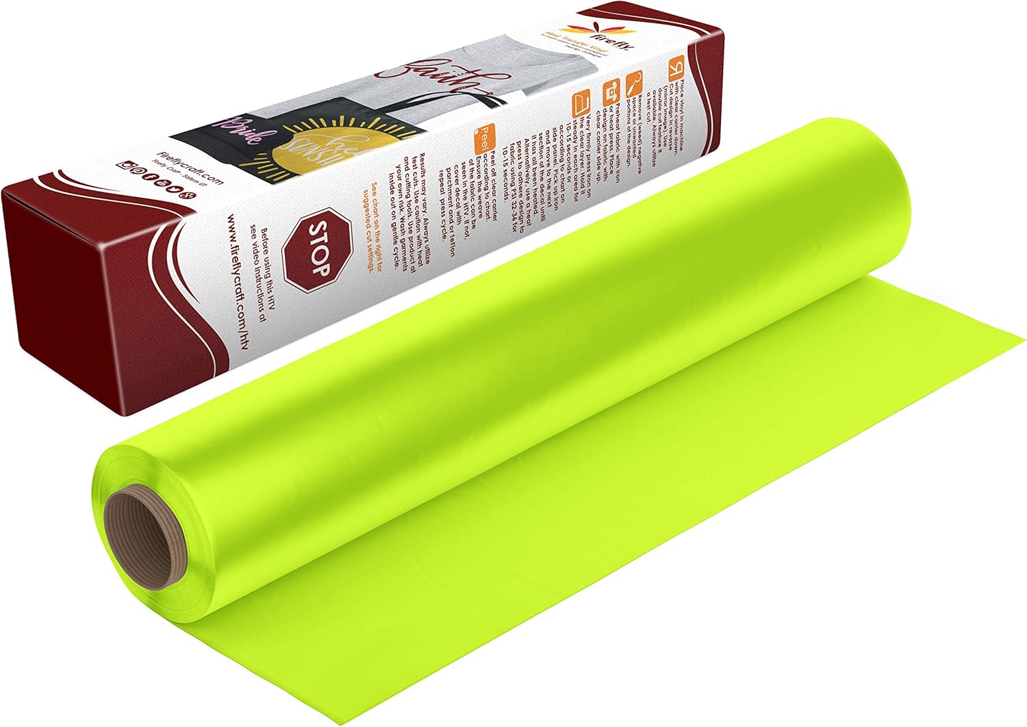Firefly Craft Neon Yellow Heat Transfer Vinyl | Fluorescent Yellow HTV Vinyl | Bright Yellow Iron On Vinyl for Cricut and Silhouette | 5 Feet by 12.25 Roll | Heat Press Vinyl for Shirts: Arts, Crafts & Sewing