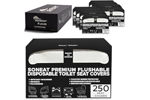 SoNeat Disposable Toilet Seat Cover- 2000 Sheets of XL Half-Fold Flushable Paper Toilet Seat Covers for Commercial, Public Restrooms, and Travel Essentials, 8 Packs of 250
