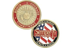 WRFLC US Marine Corps & US Navy Challenge Coin – Semper Fidelis Military Honor Coin, Tribute to Marine & Navy Veterans