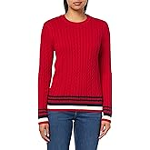 Tommy Hilfiger Womens Cotton Crewneck Cable Sweater