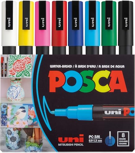 Amazon.com : Posca UNI Set PC 5M Basic – Pack of 8 Markers